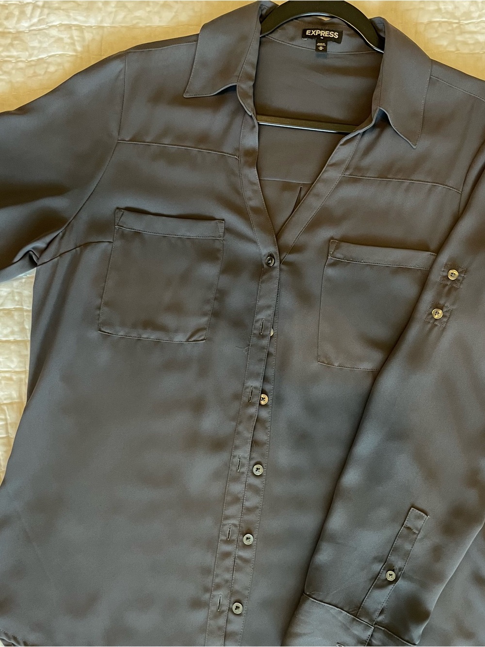 Express Womens Olive Green Button-Up Shirt - Size M